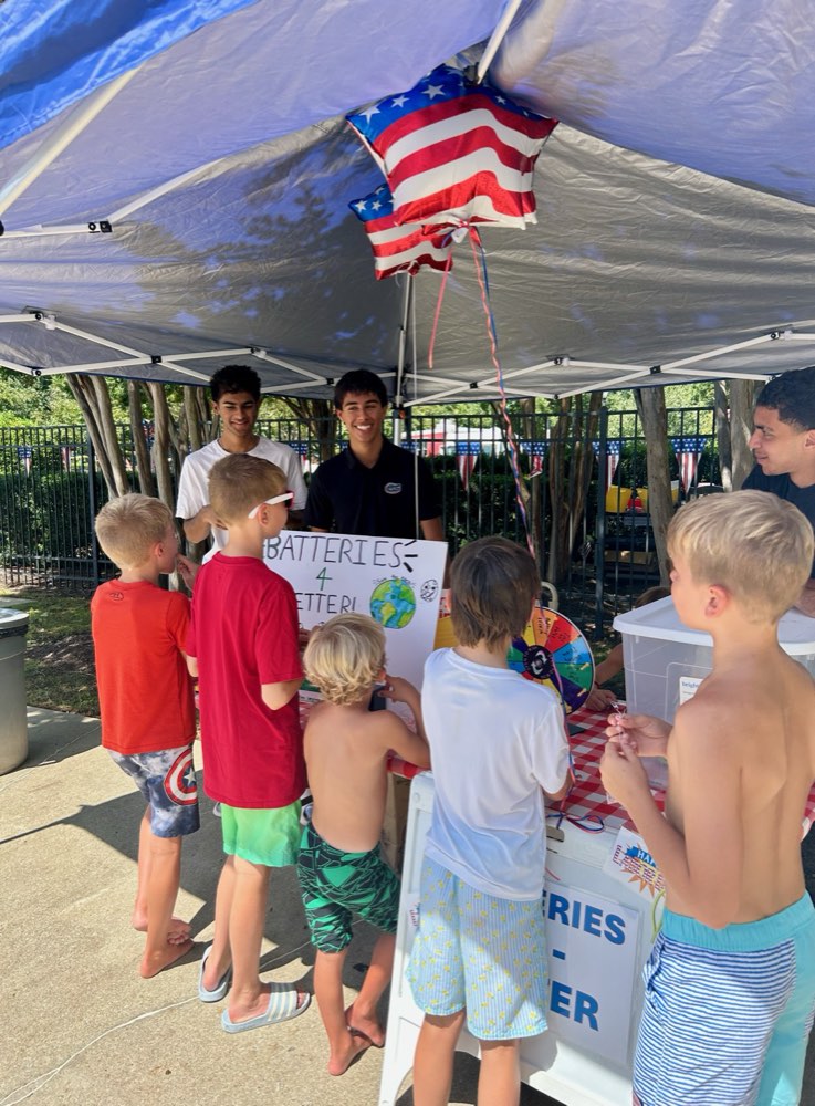 Kids lining up at the collection table